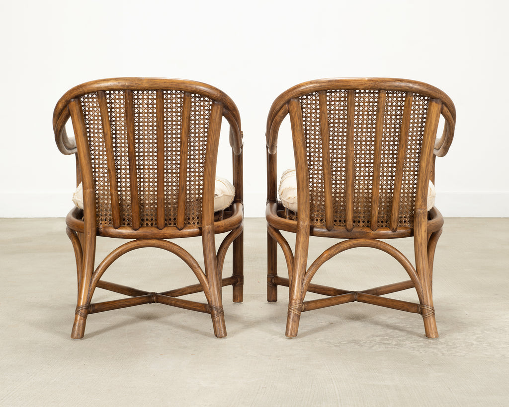Pair of McGuire Organic Modern Rattan and Cane Armchairs