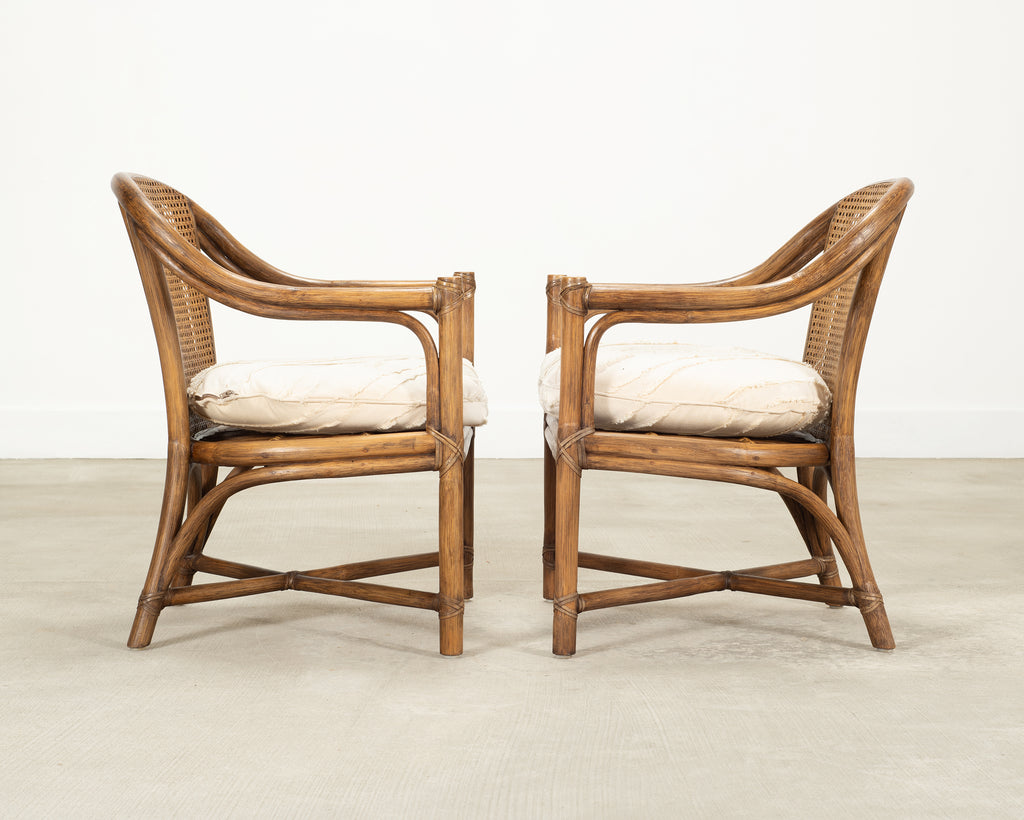 Pair of McGuire Organic Modern Rattan and Cane Armchairs