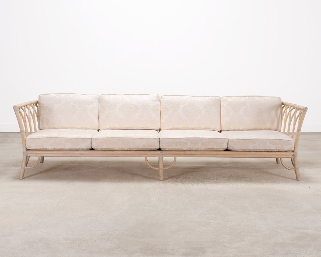 Pair of McGuire Organic Modern Rattan Cathedral Sofas 7 Ft 9 Ft