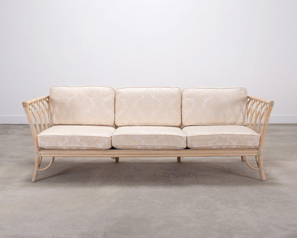 Pair of McGuire Organic Modern Rattan Cathedral Sofas 7 Ft 9 Ft