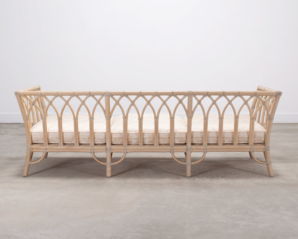 Pair of McGuire Organic Modern Rattan Cathedral Sofas 7 Ft 9 Ft