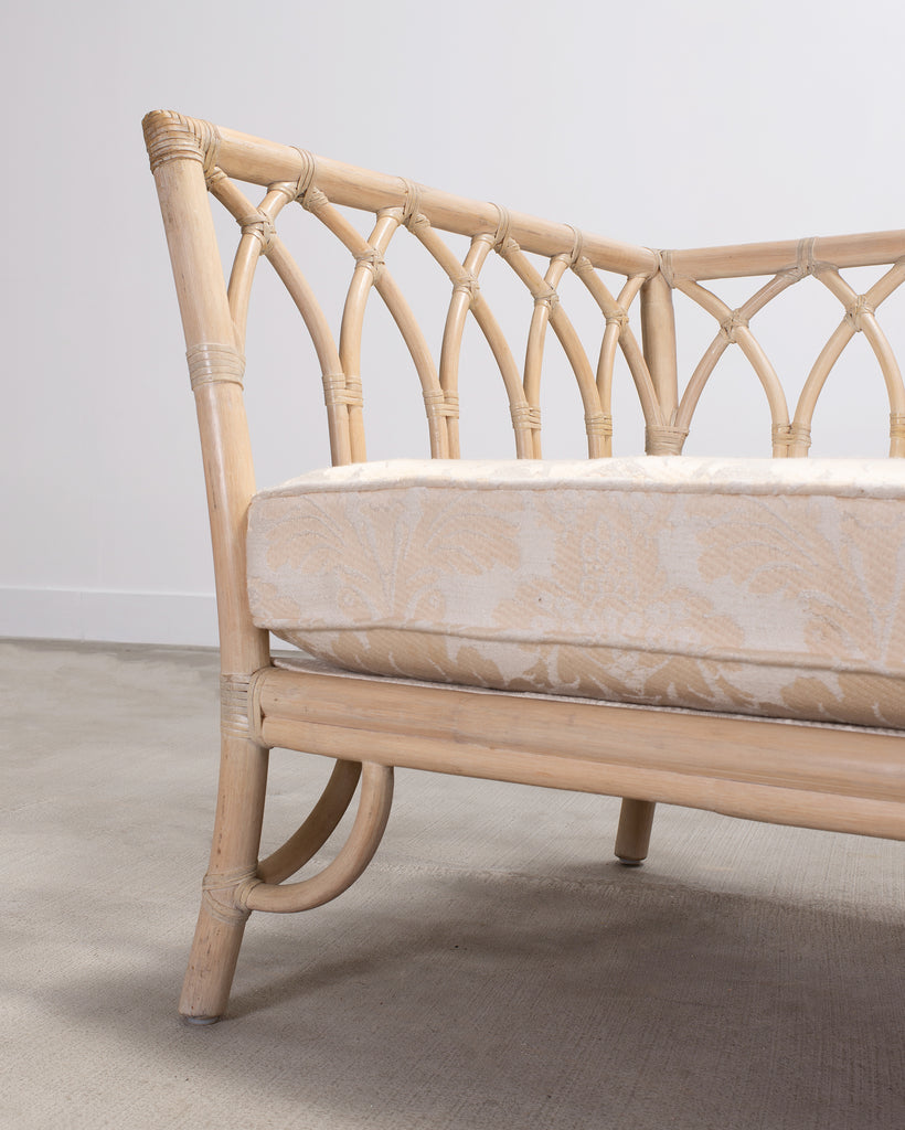 Pair of McGuire Organic Modern Rattan Cathedral Sofas 7 Ft 9 Ft