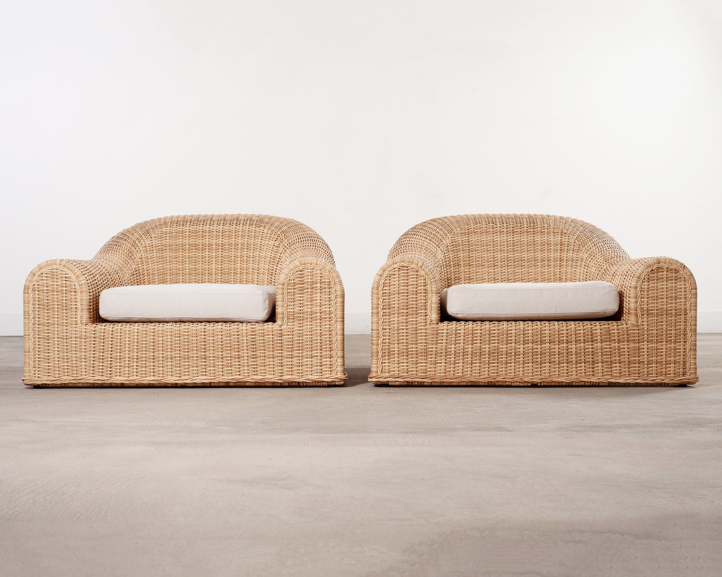 Pair of Michael Taylor Jennifer All-Weather Wicker Lounge Chairs