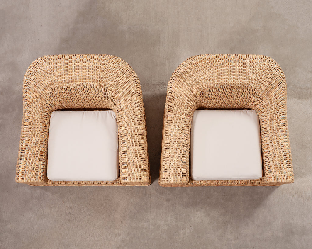 Pair of Michael Taylor Jennifer All-Weather Wicker Lounge Chairs