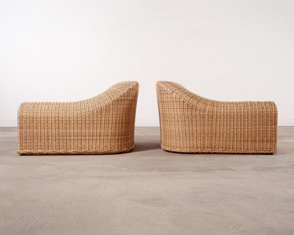 Pair of Michael Taylor Jennifer All-Weather Wicker Lounge Chairs