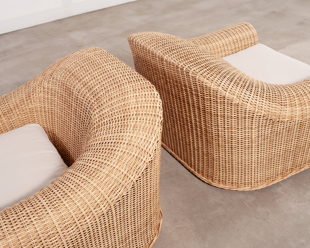 Pair of Michael Taylor Jennifer All-Weather Wicker Lounge Chairs