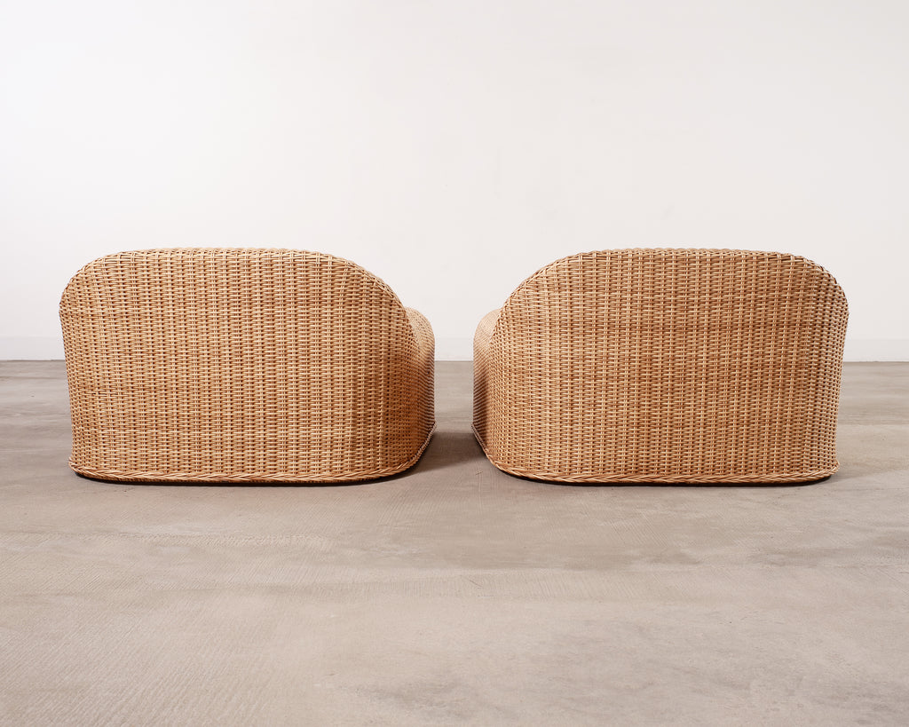 Pair of Michael Taylor Jennifer All-Weather Wicker Lounge Chairs