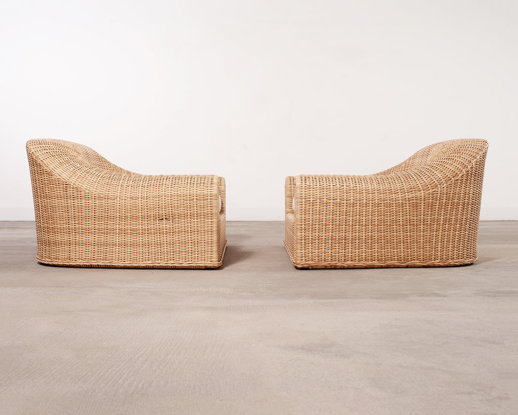 Pair of Michael Taylor Jennifer All-Weather Wicker Lounge Chairs