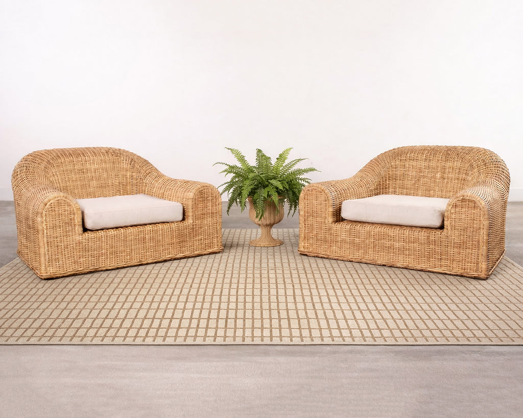 Pair of Michael Taylor Jennifer All-Weather Wicker Lounge Chairs