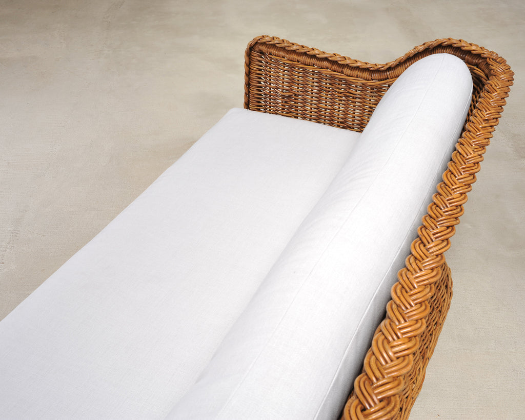 Pair of Michael Taylor Style Organic Modern Wicker Rattan Sofas