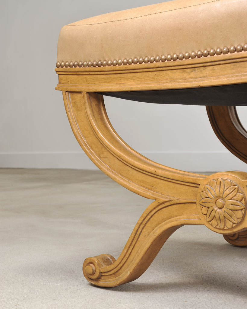 Pair of Michael Taylor Neoclassical Curule d'Orsay Ottoman Benches