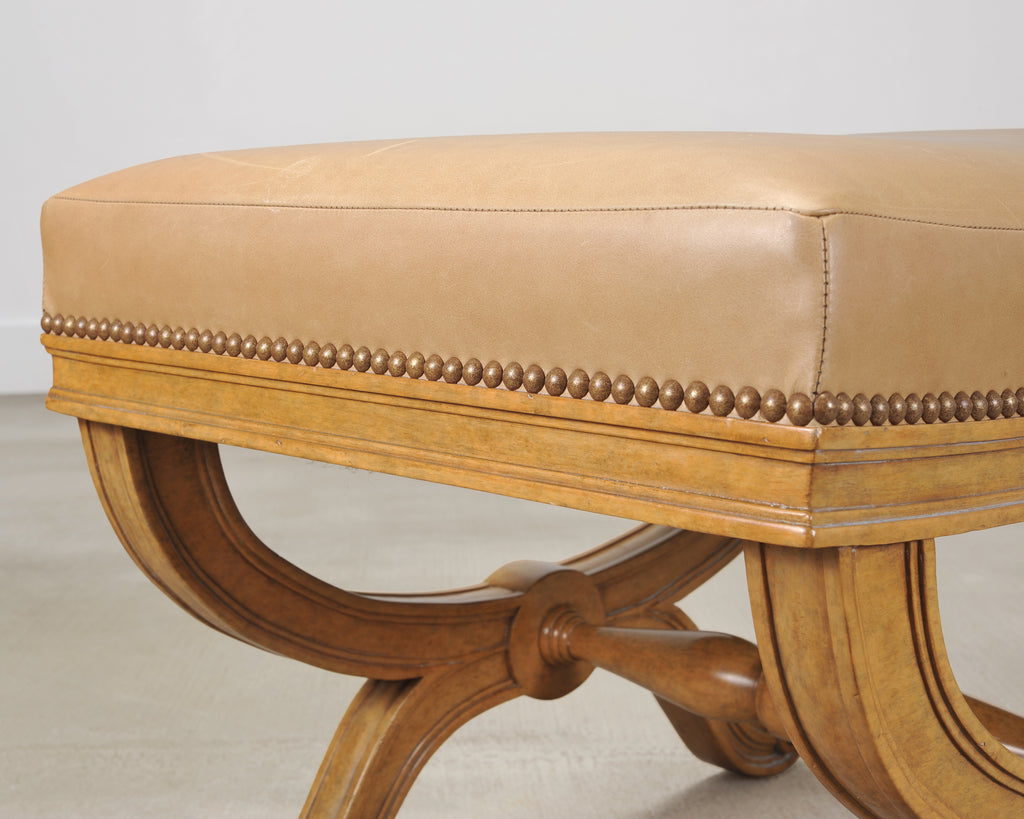Pair of Michael Taylor Neoclassical Curule d'Orsay Ottoman Benches