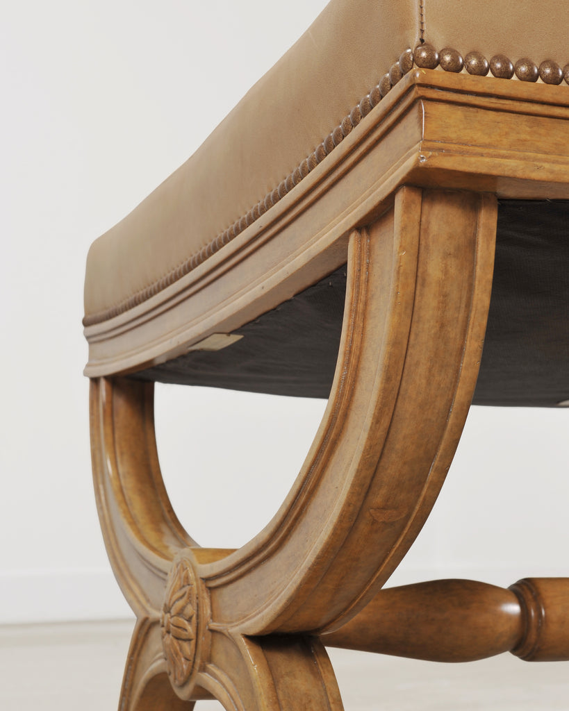 Pair of Michael Taylor Neoclassical Curule d'Orsay Ottoman Benches