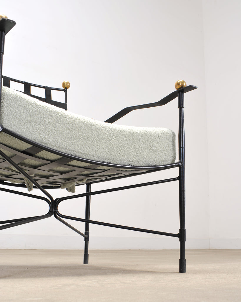 Pair of Mario Papperzini Amalfi Iron Lounge Chairs and Ottomans