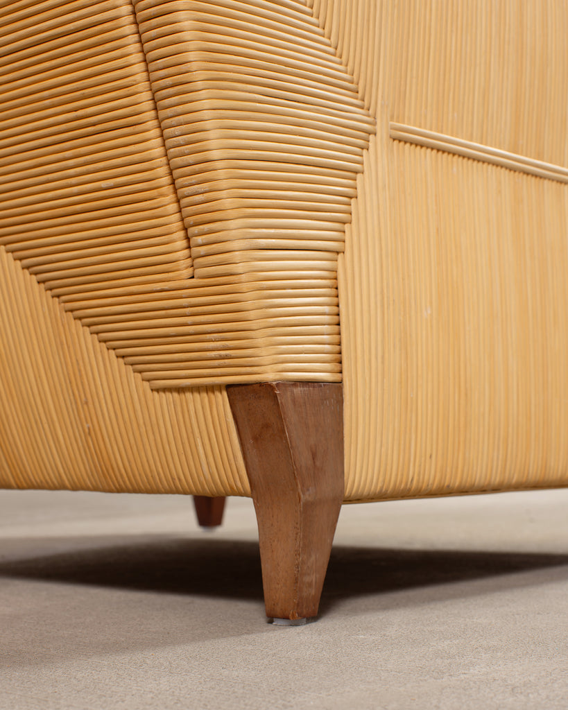 Pair John Hutton for Donghia Merbau Rattan Lounge Chairs