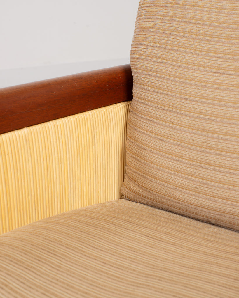 Pair John Hutton for Donghia Merbau Rattan Lounge Chairs