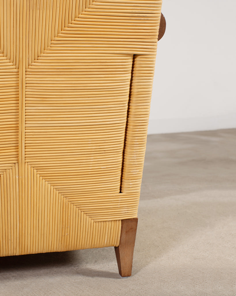 Pair John Hutton for Donghia Merbau Rattan Lounge Chairs