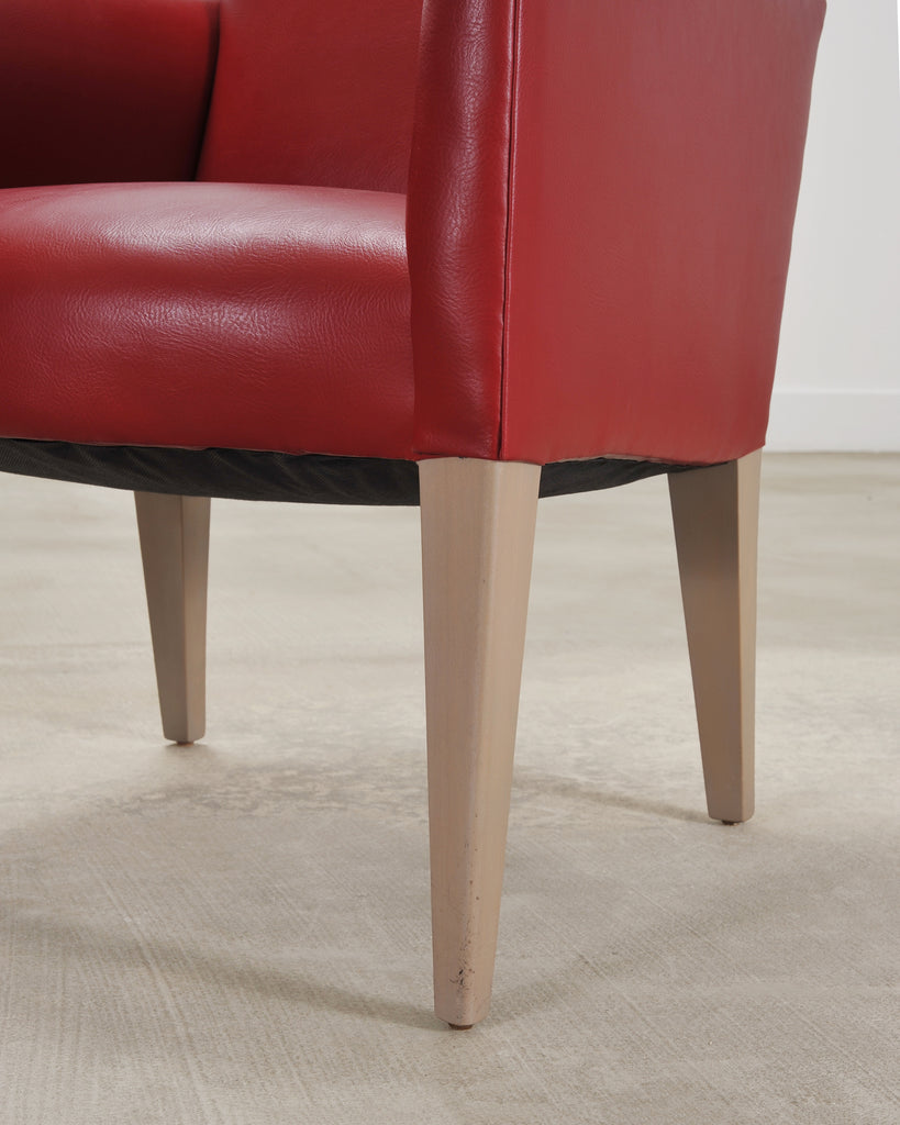 Pair of Italian Art Deco Style Red Leather Lounge Armchairs