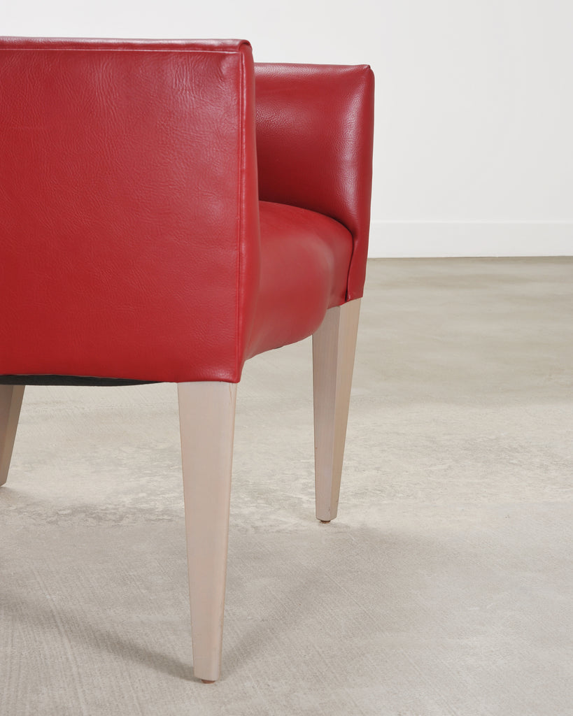 Pair of Italian Art Deco Style Red Leather Lounge Armchairs