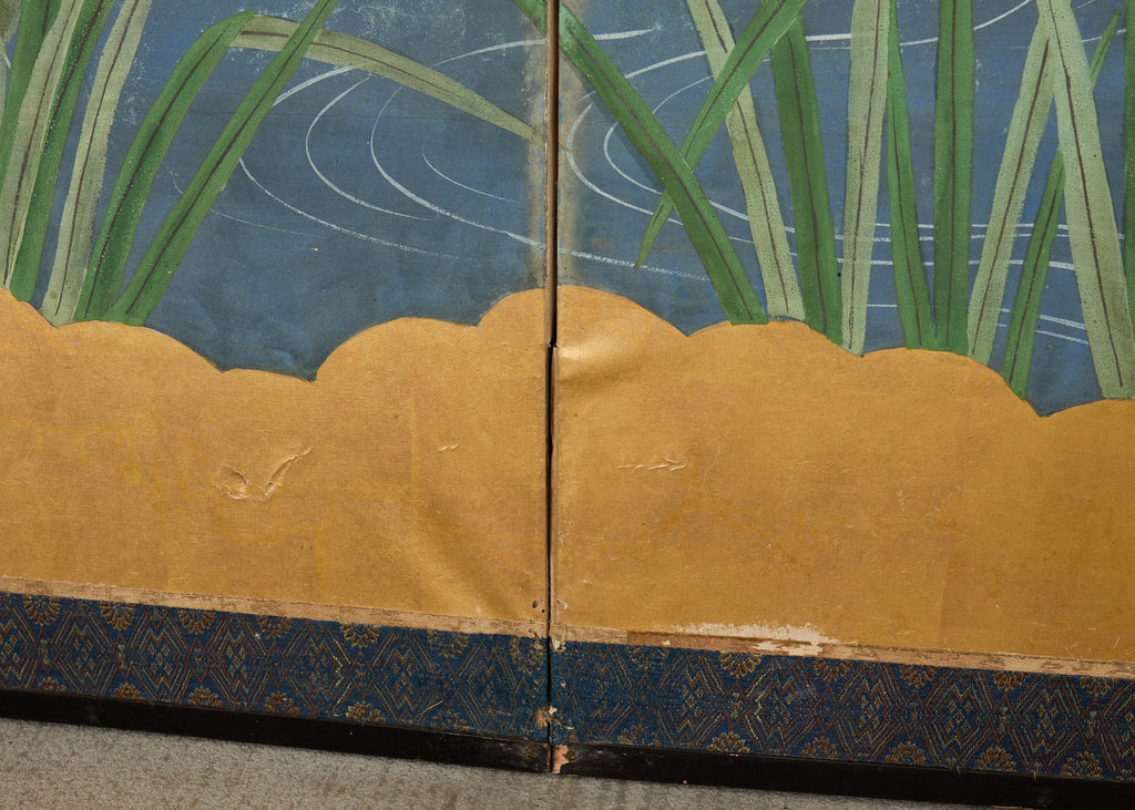 Pair of Japanese Meiji Screens Blossoms of Spring, Summer and Autumn