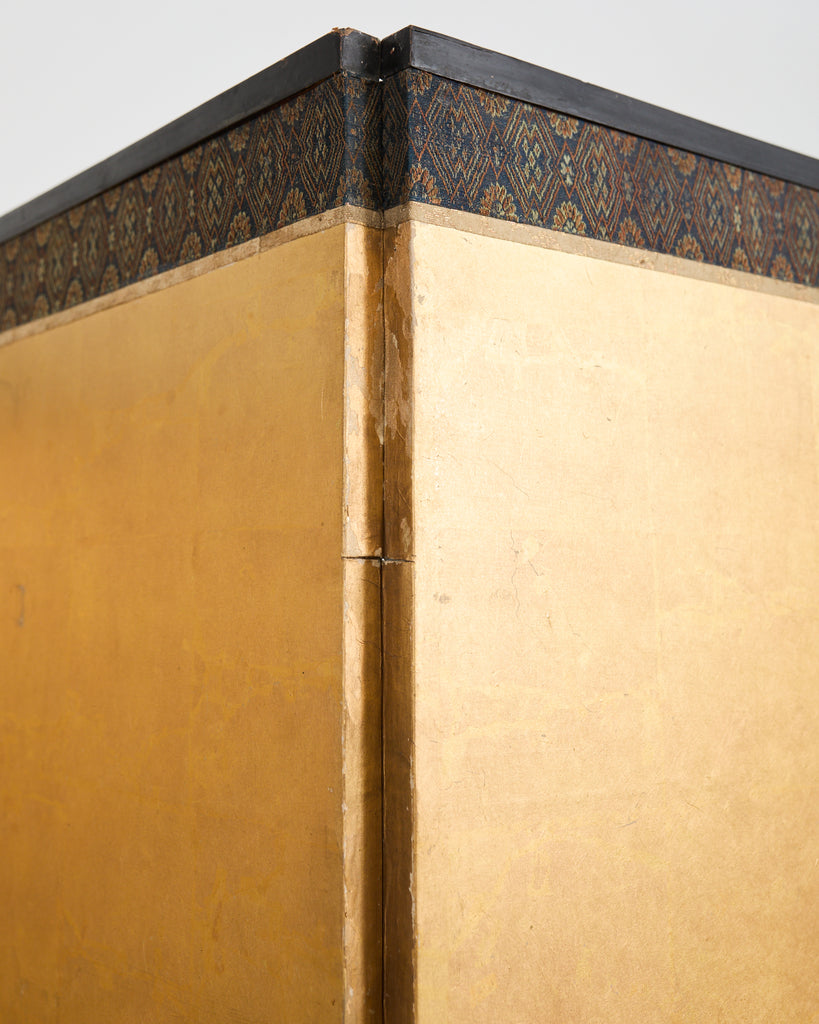 Pair of Japanese Meiji Screens Blossoms of Spring, Summer and Autumn