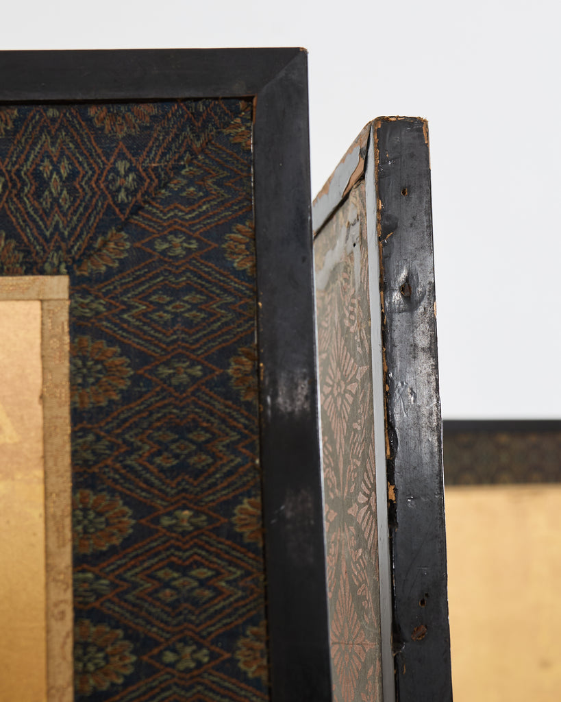 Pair of Japanese Meiji Screens Blossoms of Spring, Summer and Autumn