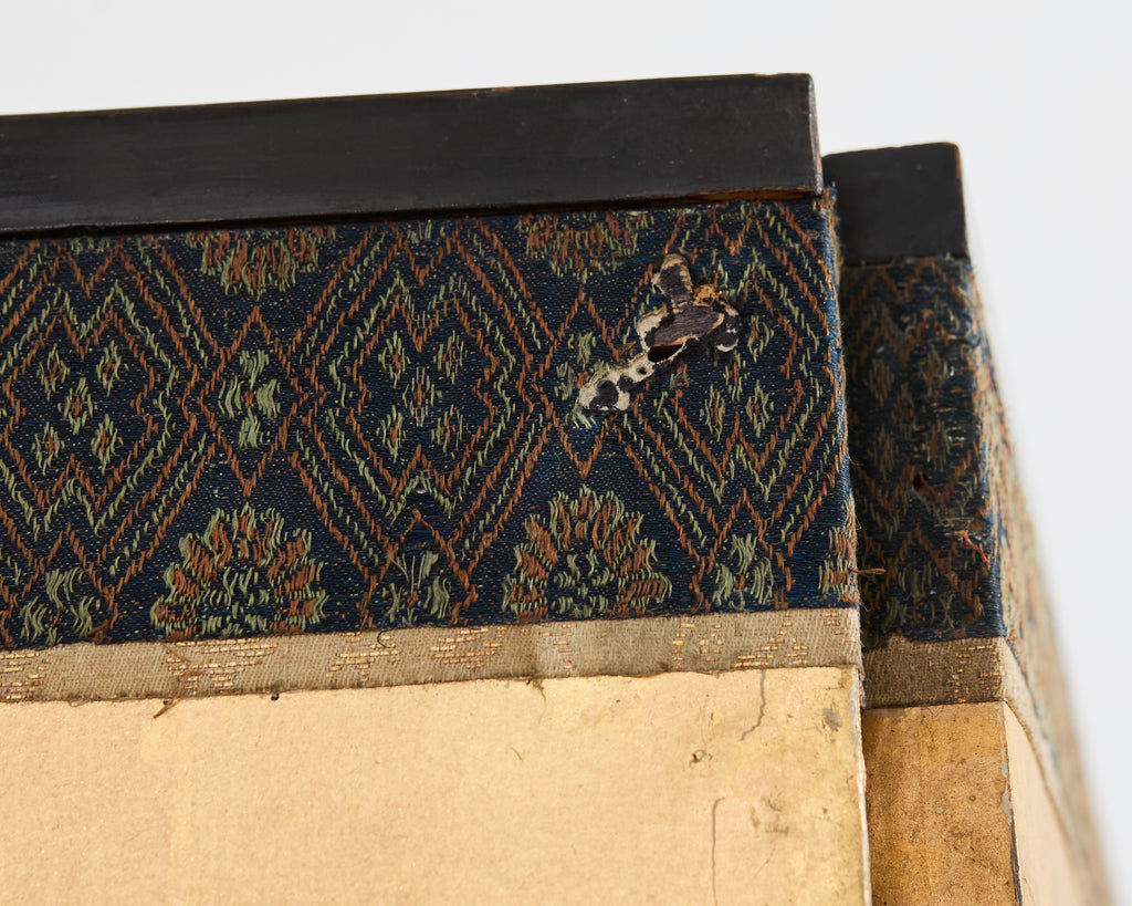 Pair of Japanese Meiji Screens Blossoms of Spring, Summer and Autumn