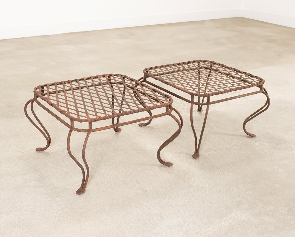 Pair of Rose Tarlow Twig Iron Garden Lounge Chairs + Ottomans