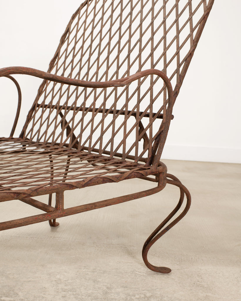 Pair of Rose Tarlow Twig Iron Garden Lounge Chairs + Ottomans
