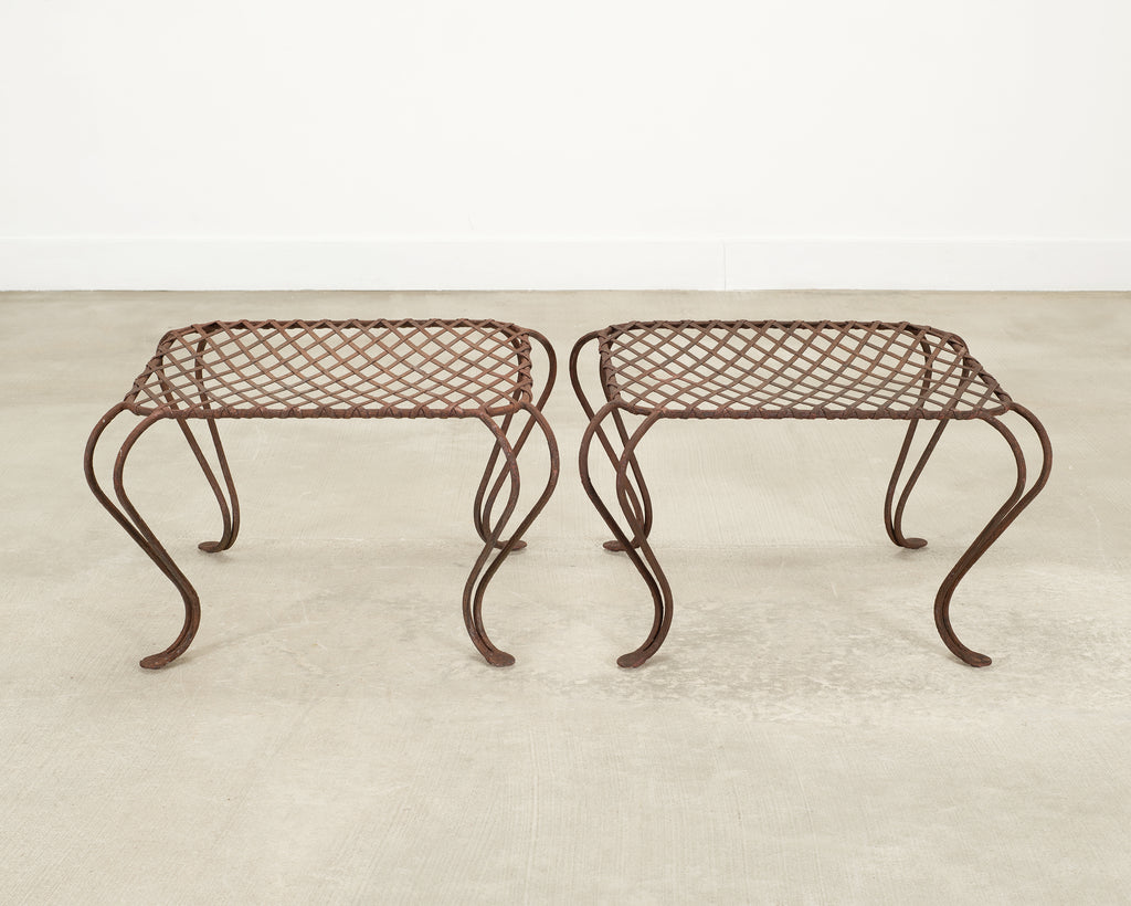 Pair of Rose Tarlow Twig Iron Garden Lattice Side Tables