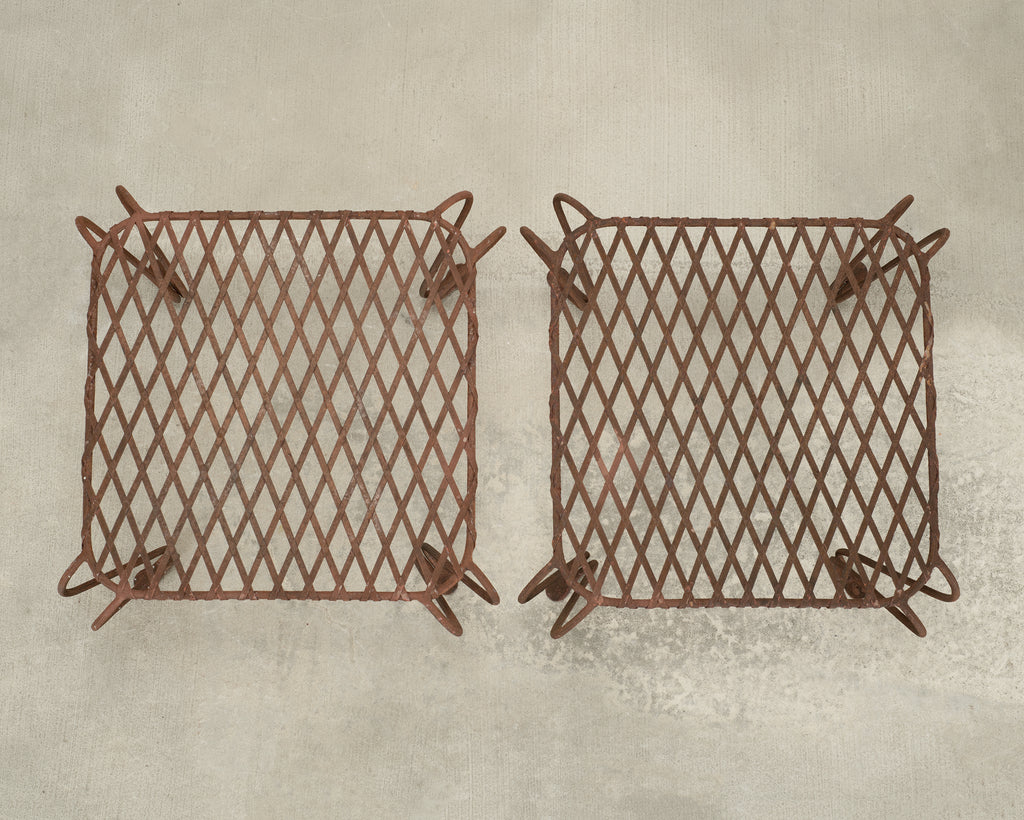 Pair of Rose Tarlow Twig Iron Garden Lattice Side Tables
