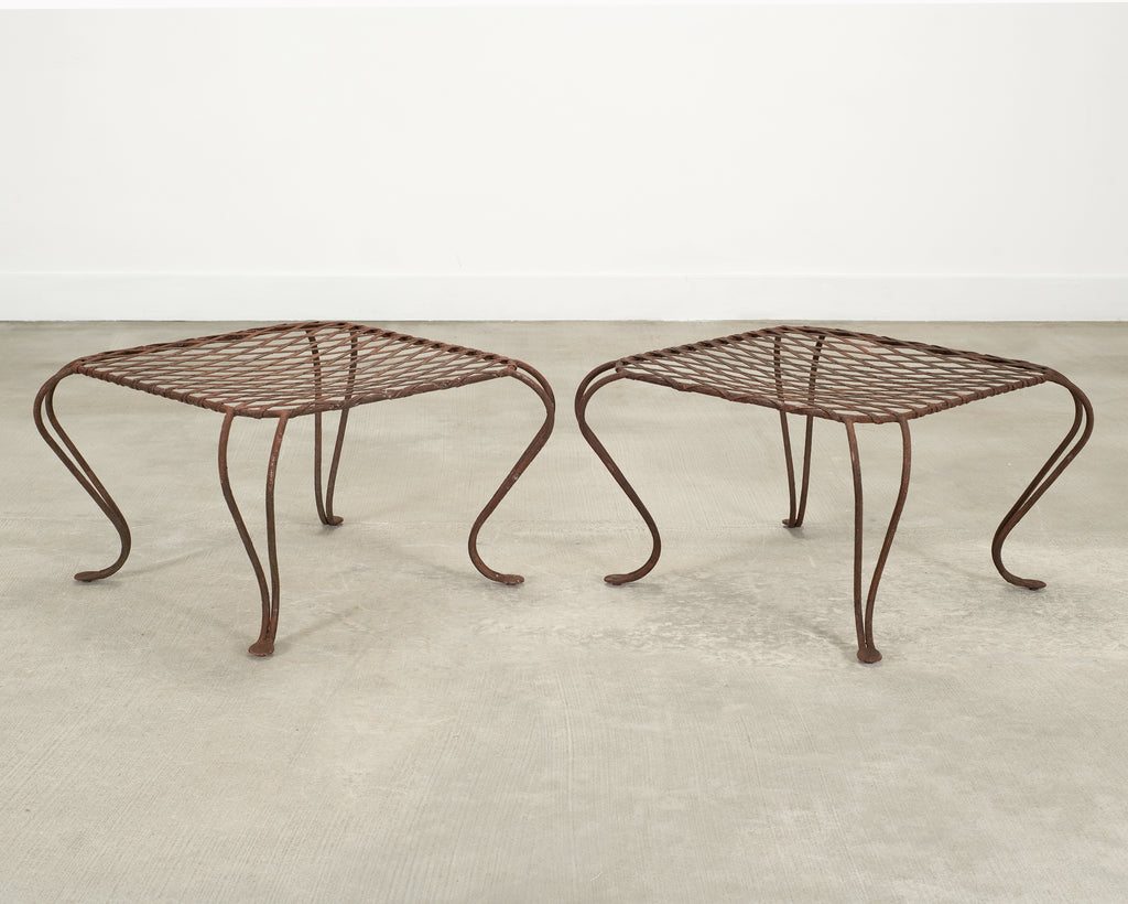 Pair of Rose Tarlow Twig Iron Garden Lattice Side Tables
