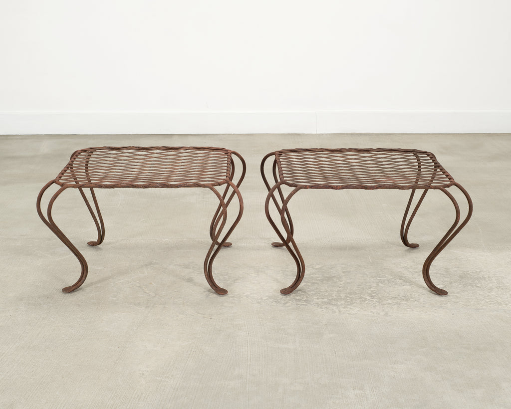 Pair of Rose Tarlow Twig Iron Garden Lattice Side Tables