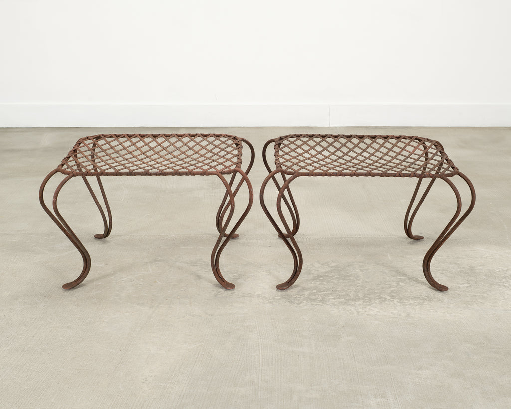 Pair of Rose Tarlow Twig Iron Garden Lattice Side Tables
