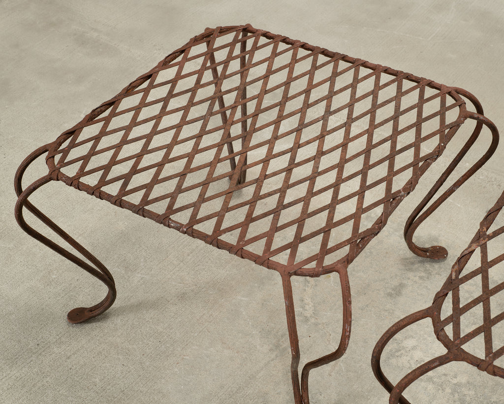 Pair of Rose Tarlow Twig Iron Garden Lattice Side Tables