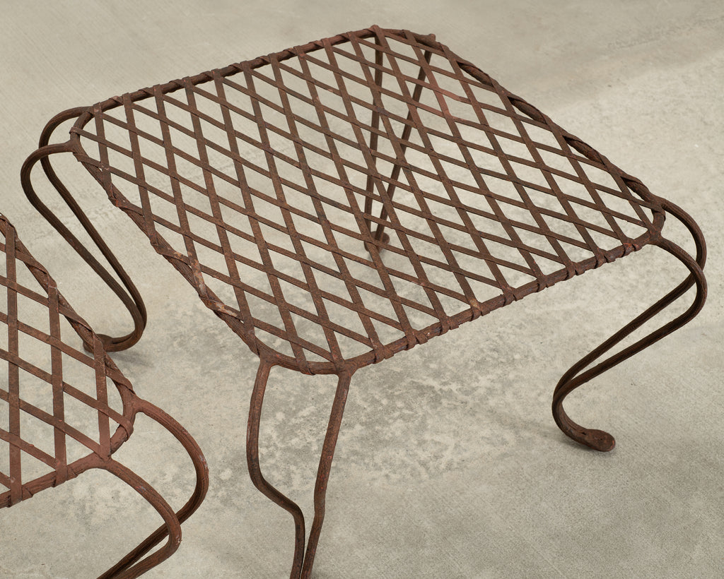 Pair of Rose Tarlow Twig Iron Garden Lattice Side Tables