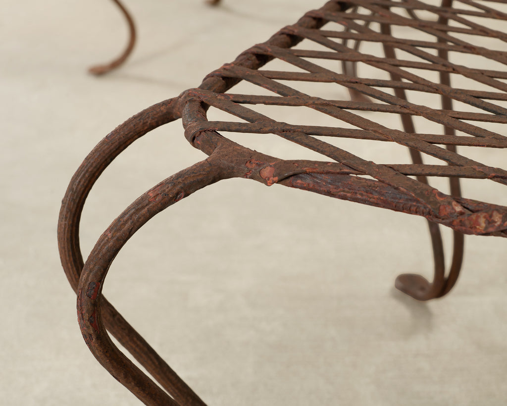 Pair of Rose Tarlow Twig Iron Garden Lattice Side Tables