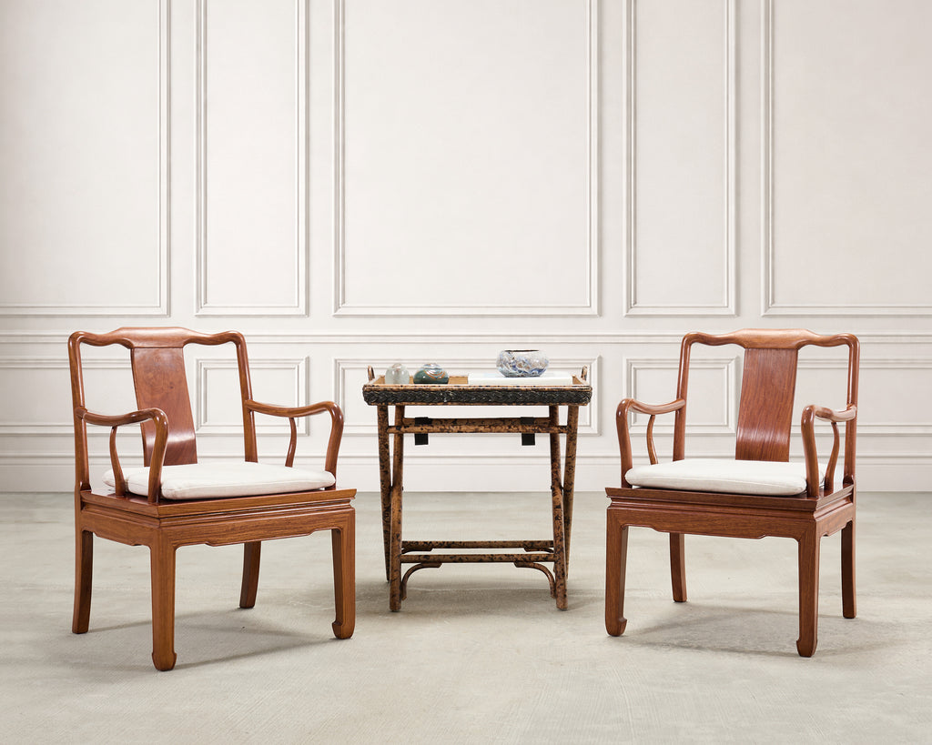 Pair of Chinese Export Ming Dynasty-Style Hardwood Armchairs