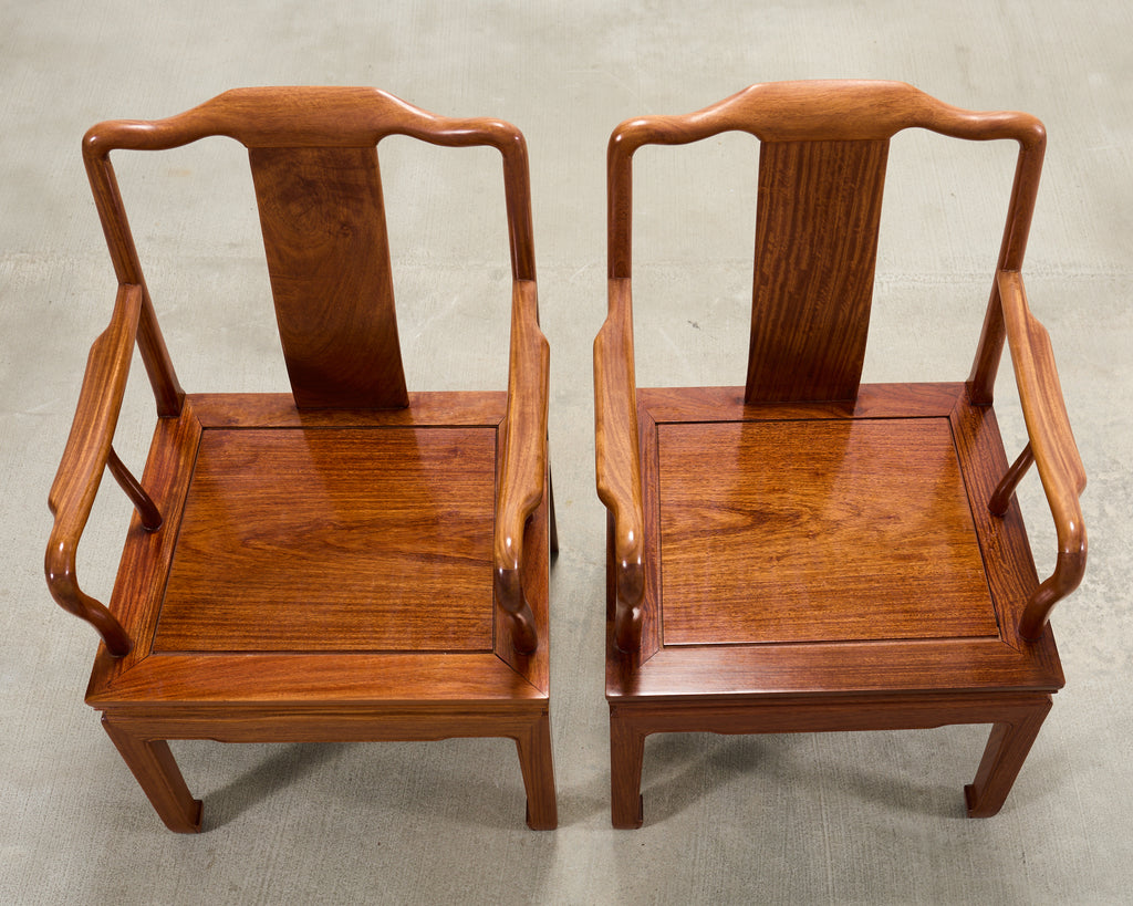 Pair of Chinese Export Ming Dynasty-Style Hardwood Armchairs