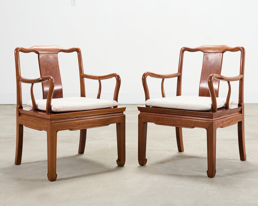 Pair of Chinese Export Ming Dynasty-Style Hardwood Armchairs