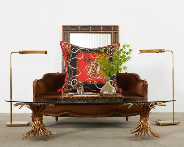 Set of Three Large Ralph Lauren Equestrian Silk Scarf Pillows