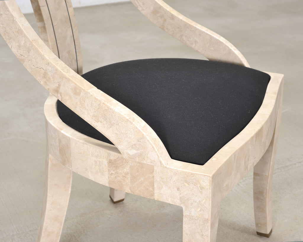 Pair of Maitland Smith Attributed Tessellated Stone Gondola Chairs