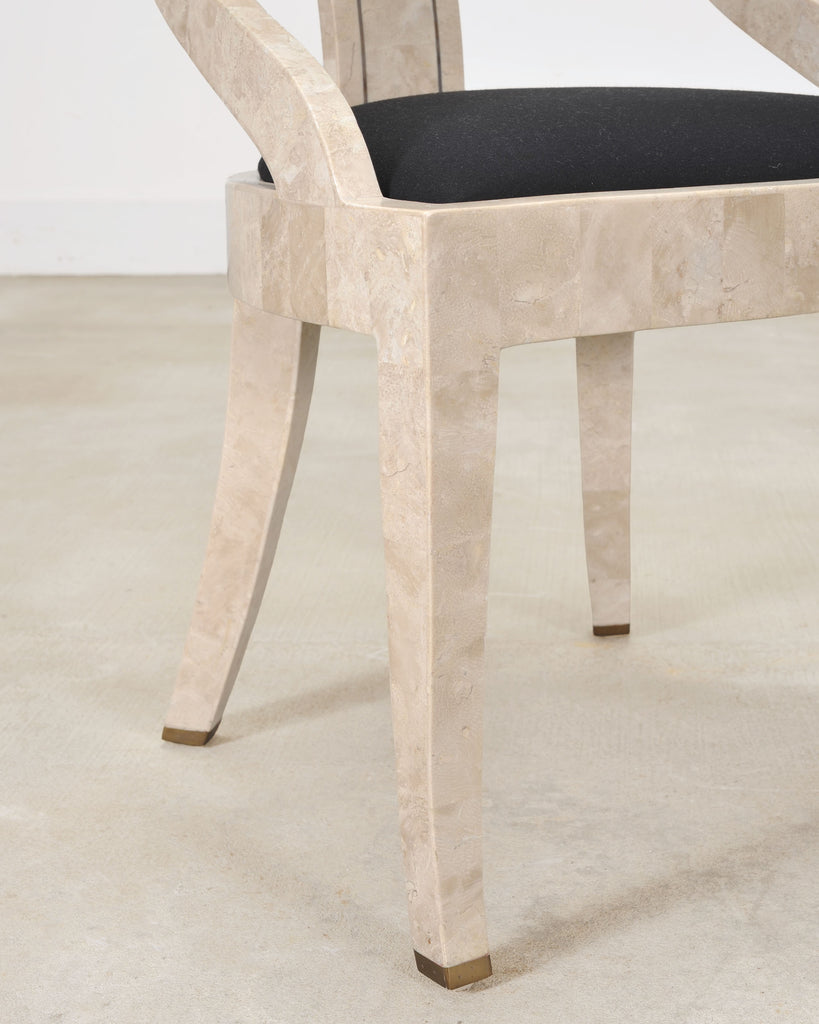 Pair of Maitland Smith Attributed Tessellated Stone Gondola Chairs