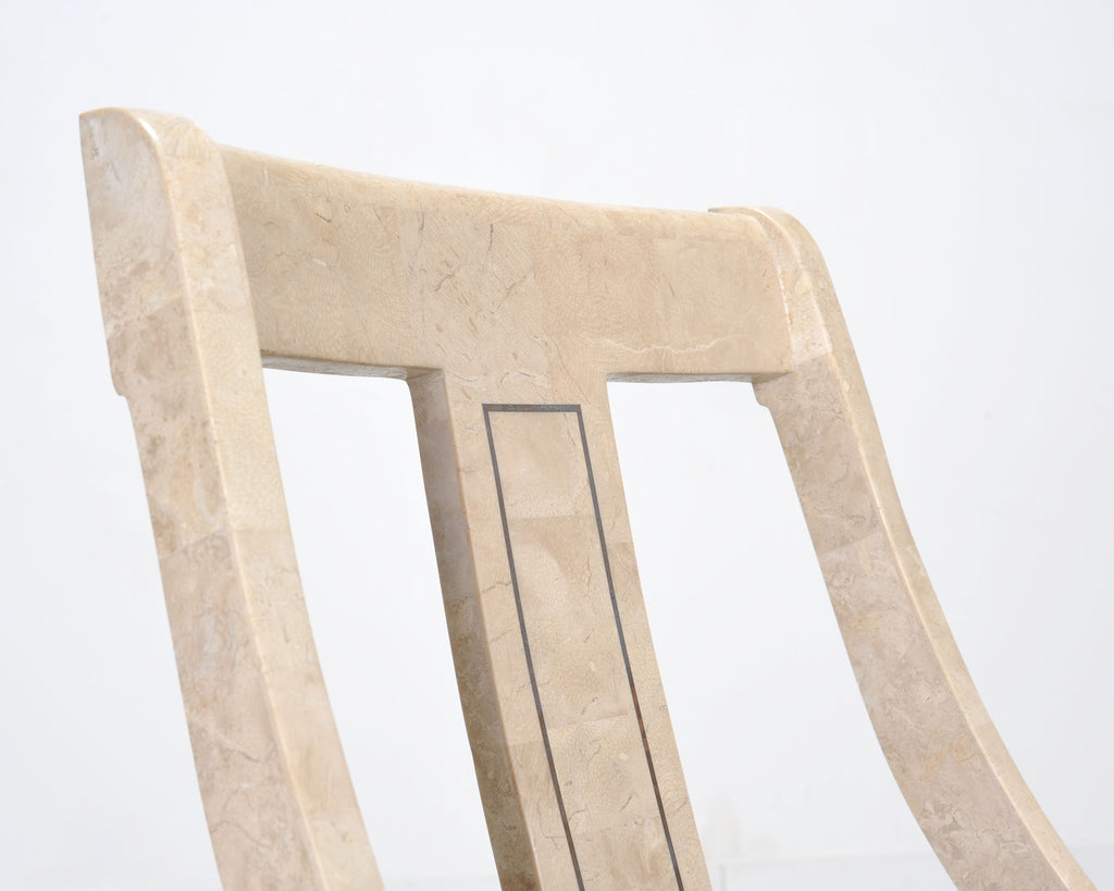 Pair of Maitland Smith Attributed Tessellated Stone Gondola Chairs