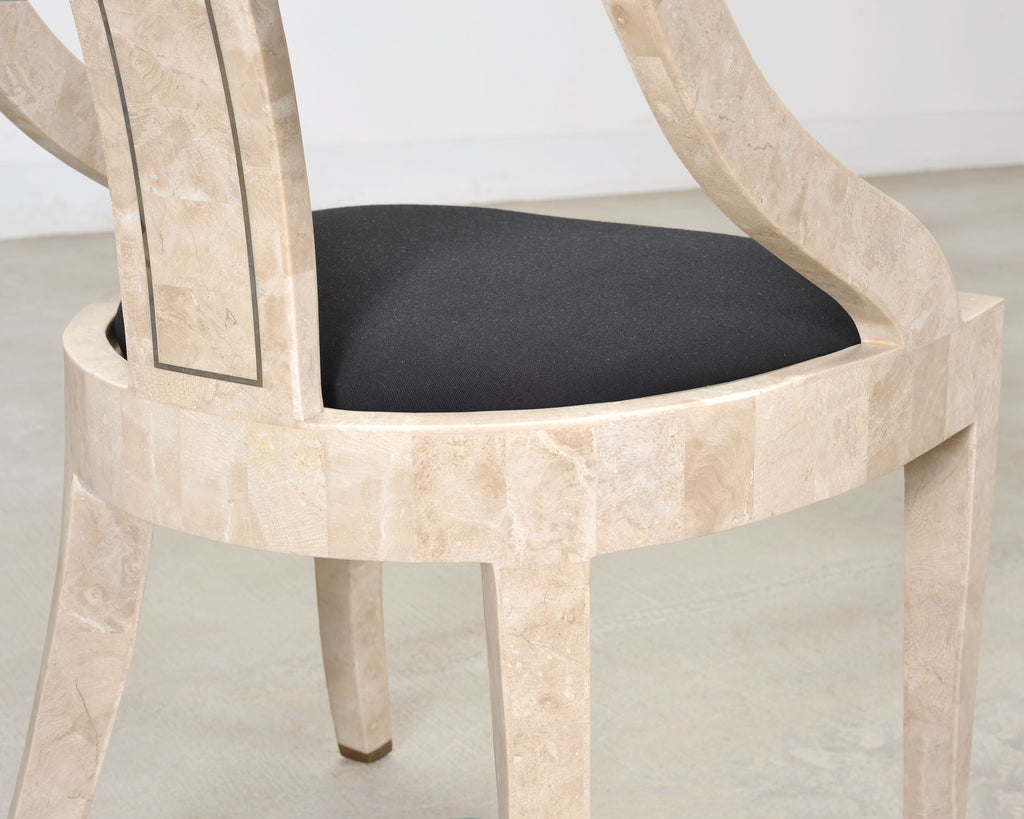 Pair of Maitland Smith Attributed Tessellated Stone Gondola Chairs