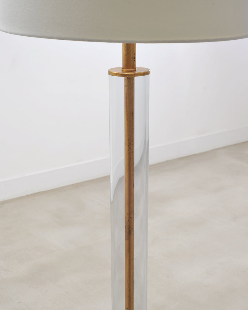 Pair of Charles Hollis Jones Style Lucite Column Floor Lamps