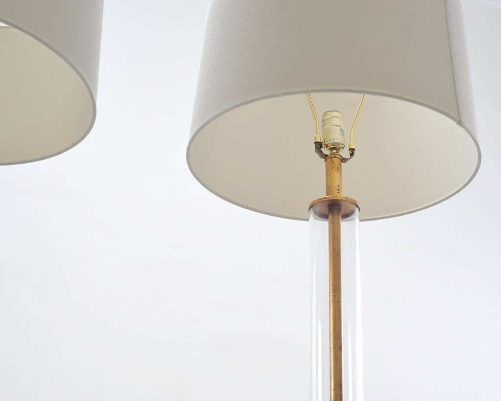 Pair of Charles Hollis Jones Style Lucite Column Floor Lamps