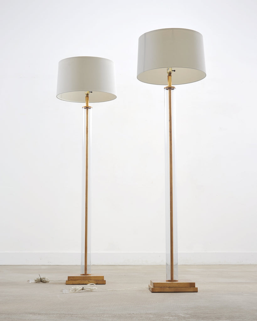 Pair of Charles Hollis Jones Style Lucite Column Floor Lamps