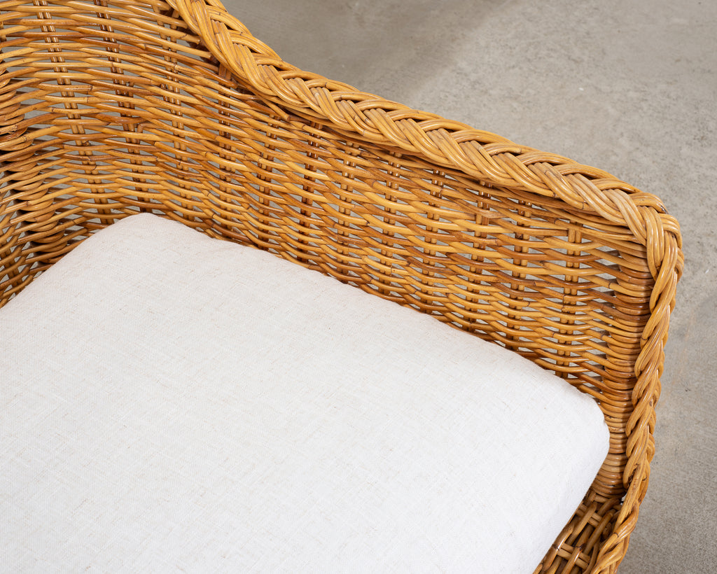 Pair of Organic Modern Rattan Wicker Lounge Armchairs