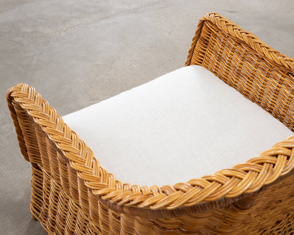 Pair of Organic Modern Rattan Wicker Lounge Armchairs